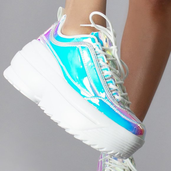 Berness - LILY 5005 Cosmic Trance Holographic Platform Sneakers - Picture 2 of 6